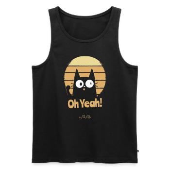 Uplifting retro cat, oh yes cat - Men's Premium Organic Tank Top - black - Front - AI Model Male 178 light (178cm)