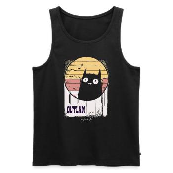 The Outlaw Retro Cat, The Cat - Men's Premium Organic Tank Top - black - Front - AI Model Male 178 light (178cm)