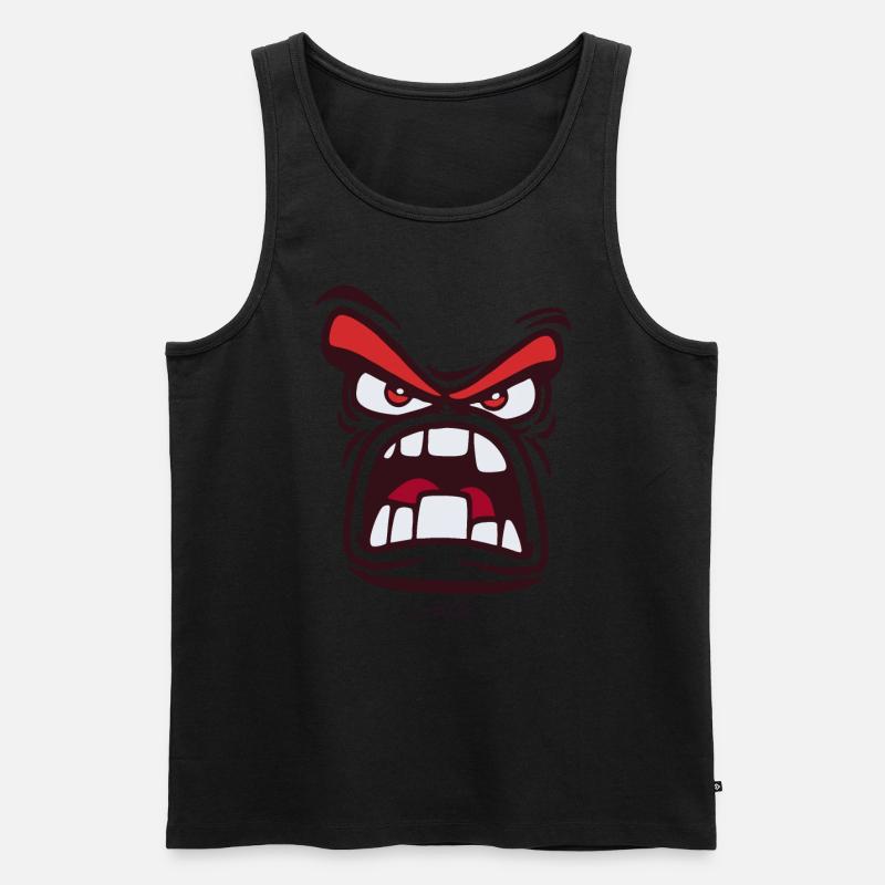 Verärgertes wütendes Gesicht - Männer Premium Bio Tank Top - Schwarz