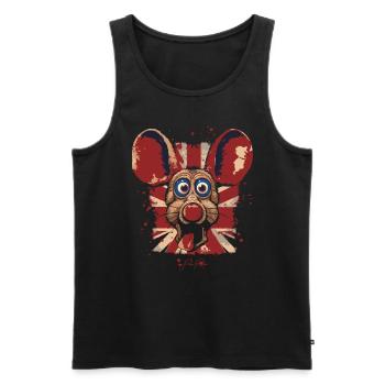 Royaume-Uni drapeau britannique rat de bande dessinée - Débardeur bio Premium Homme - noir - Devant - Michal (187cm)
