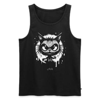 Cartoon Horror Cat from Hell - Men's Premium Organic Tank Top - black - Front - AI Model Male 178 light (178cm)