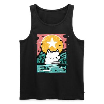 Schlafende Katze in der Natur - Männer Premium Bio Tank Top - Schwarz - Vorne - Michal (187cm)