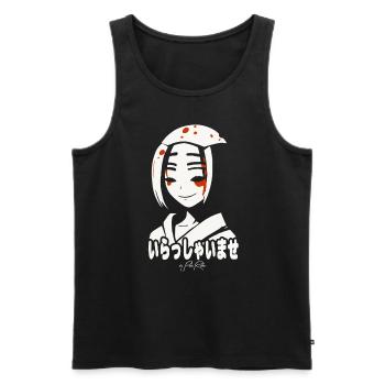 Geisha et Bienvenue dans les Kanji Japonais - Débardeur bio Premium Homme - noir - Devant - Michal (187cm)