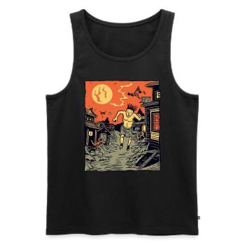 The Asian City Long Distance Runner - Men's Premium Organic Tank Top - black - Front - AI Model Male 178 light (178cm)