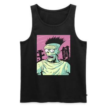 Cartoon: Strong Japanese Anime Fans and Buddies - Men's Premium Organic Tank Top - black - Front - Michal (187cm)