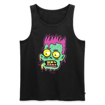 Cartoon Pop Art: So creepy, a zombie - Men's Premium Organic Tank Top - black - Front - AI Model Male 178 light (178cm)