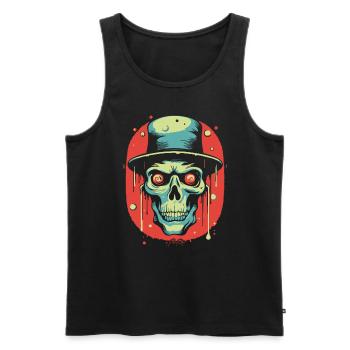 He lives in his holy temple, skull - Men's Premium Organic Tank Top - black - Front - AI Model Male 178 light (178cm)