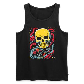 Floating Skull: Pop Art Cartoon - Men's Premium Organic Tank Top - black - Front - AI Model Male 178 light (178cm)