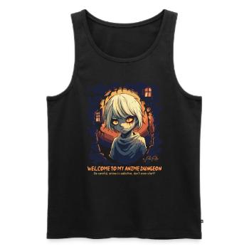 Anime Addiction: Welcome to My Anime Dungeon - Men's Premium Organic Tank Top - black - Front - AI Model Male 178 light (178cm)
