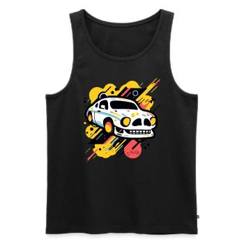Pop Colors Art Skull Car - Men's Premium Organic Tank Top - black - Front - AI Model Male 178 light (178cm)