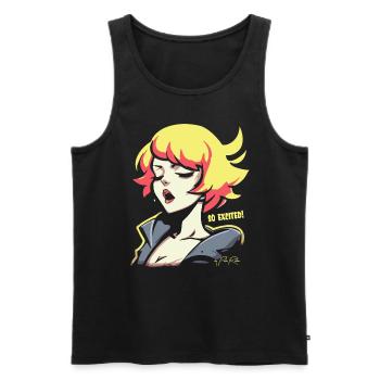 Pop Colored Anime Girl : Femme tellement excitée - Débardeur bio Premium Homme - noir - Devant - AI Model Male 178 light (178cm)
