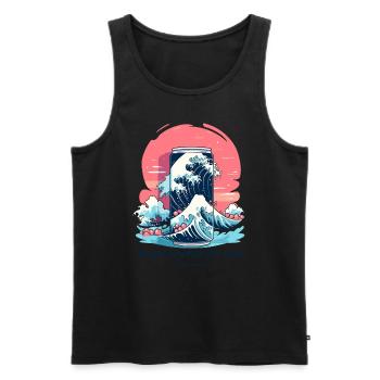 Japanische Anzeige: Trinke Kanagawa Soda - Männer Premium Bio Tank Top - Schwarz - Vorne - AI Model Male 178 light (178cm)