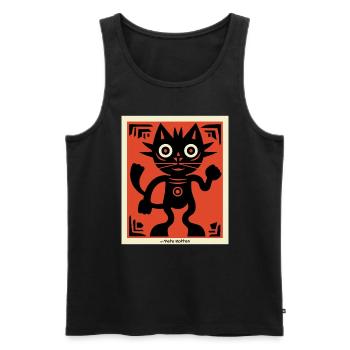 Moderne Kunst Katze - Männer Premium Bio Tank Top - Schwarz - Vorne - AI Model Male 178 light (178cm)