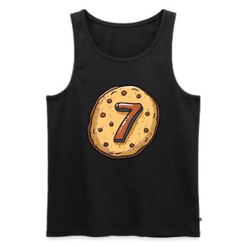 Birthday cookie for seven-year-old child - Men's Premium Organic Tank Top - black - Front - AI Model Male 178 light (178cm)