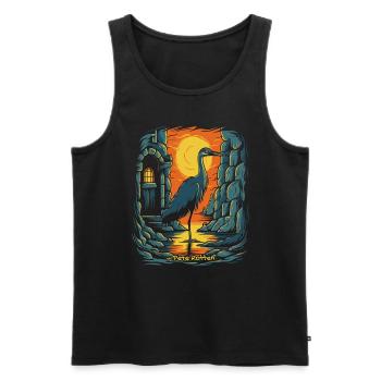A Crane Bird and a Dungeon - Men's Premium Organic Tank Top - black - Front - AI Model Male 178 light (178cm)