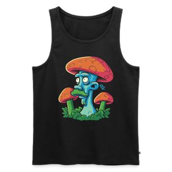 Champignon avec moustache, cueillette de champignons dans la forêt - Débardeur bio Premium Homme - noir - Devant - AI Model Male 178 light (178cm)