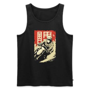 Rallye Oldschool : Motocross d’Asie - Débardeur bio Premium Homme - noir - Devant - AI Model Male 178 light (178cm)