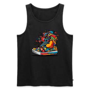 Sneaker d’amour Graffiti - Débardeur bio Premium Homme - noir - Devant - Michal (187cm)