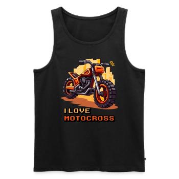 Moto Pixel Art, J’aime le Motocross - Débardeur bio Premium Homme - noir - Devant - Michal (187cm)