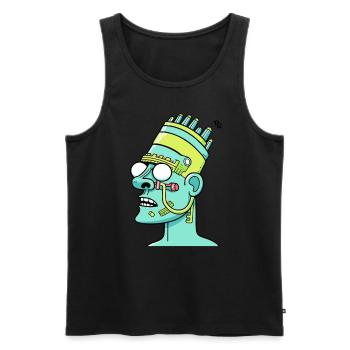 Drôle de pharaon de dessin animé - Débardeur bio Premium Homme - noir - Devant - Michal (187cm)