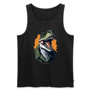 Un humain comme un dinosaure T Rex - Débardeur bio Premium Homme - noir - Devant - Michal (187cm)