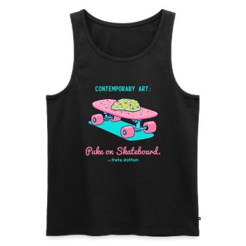 Moderne Street Kunst: Kotze auf Skateboard - Männer Premium Bio Tank Top - Schwarz - Vorne - Michal (187cm)