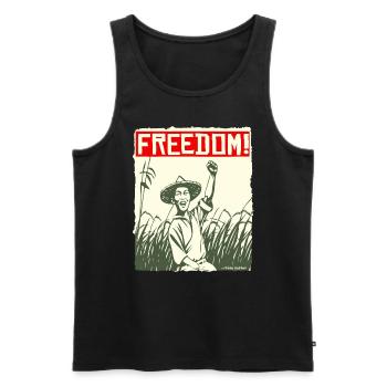 Asian Rice Farmer: Freedom - Men's Premium Organic Tank Top - black - Front - AI Model Male 178 light (178cm)