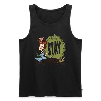 Bleib seltsam, Hausfrau - Männer Premium Bio Tank Top - Schwarz - Vorne - AI Model Male 178 light (178cm)