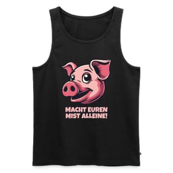 Fais ta merde tout seul, cochon malin - Débardeur bio Premium Homme - noir - Devant - Michal (187cm)