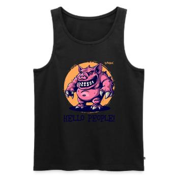 Salut les gars, cochon monstre drôle et brutal - Débardeur bio Premium Homme - noir - Devant - Michal (187cm)