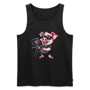 Réalisateur Directeur de la photographie Pig - Débardeur bio Premium Homme - noir - Devant - Michal (187cm)
