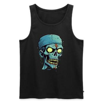 Ein Mumien Zombie Totenkopf - Männer Premium Bio Tank Top - Schwarz - Vorne - AI Model Male 178 light (178cm)