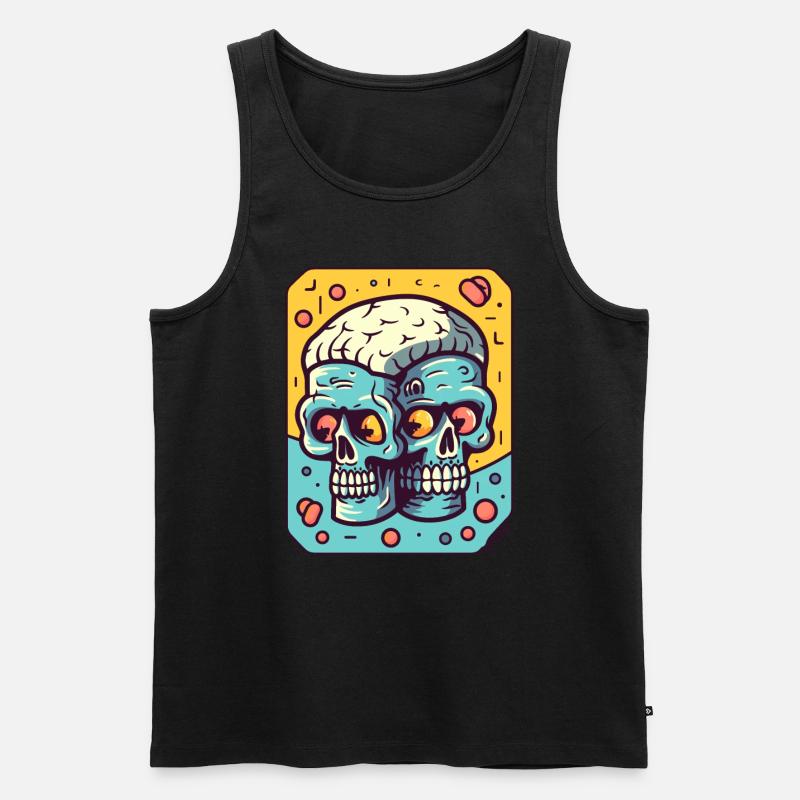 Zwillingskopf-Gehirn-Zombies - Männer Premium Bio Tank Top - Schwarz