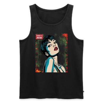 Hip Hop Is Dead, Anime Pop Art Cartoon Woman - Men's Premium Organic Tank Top - black - Front - Michal (187cm)