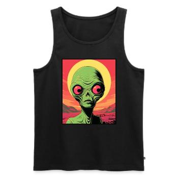 Un petit extraterrestre vert sur Mars - Débardeur bio Premium Homme - noir - Devant - Michal (187cm)