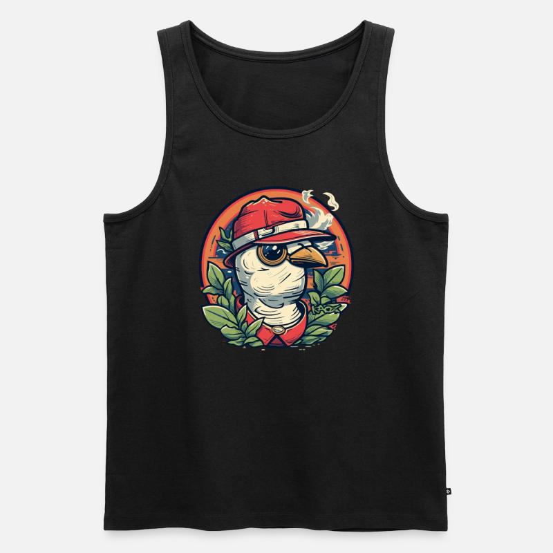 Der Dschungel-Baseball-Cap-Maskottchen-Taube - Männer Premium Bio Tank Top - Schwarz