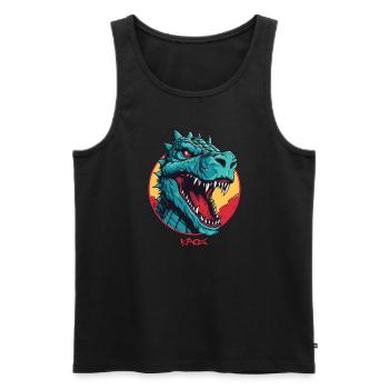 Mascotte de dinosaure Rex Dino - Débardeur bio Premium Homme - noir - Devant - Michal (187cm)