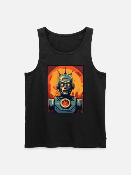 Art Deco tegneserie Retro Robot Invasion - Herre Premium økologisk tanktop - sort