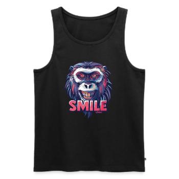 Souriez, singe, souriez - Débardeur bio Premium Homme - noir - Devant - Michal (187cm)