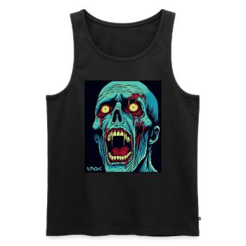 Ein schreiender grüner Totenkopf Zombie - Männer Premium Bio Tank Top - Schwarz - Vorne - AI Model Male 178 light (178cm)
