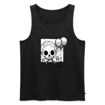 Funny cartoon skeletons with balloons - Men's Premium Organic Tank Top - black - Front - Michal (187cm)