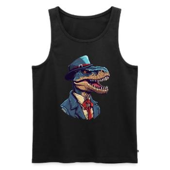 Raptor Saurus, the Detective Dino - Men's Premium Organic Tank Top - black - Front - AI Model Male 178 light (178cm)