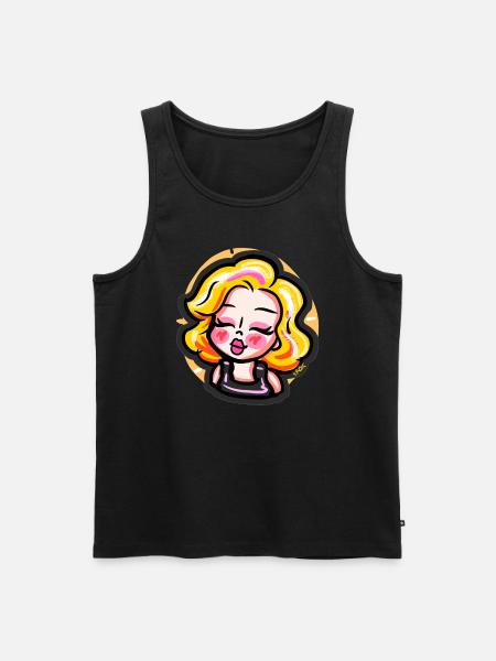 Blondes Cartoon-Mädchen im Comic-Stil - Männer Premium Bio Tank Top - Schwarz