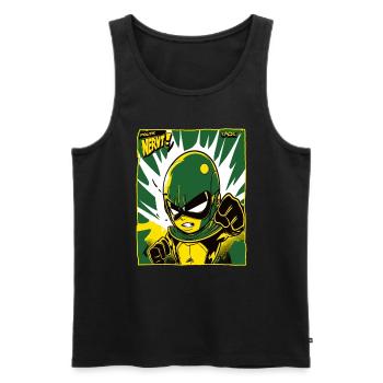 cooler Cartoon Comic Antiheld, Politik nervt - Männer Premium Bio Tank Top - Schwarz - Vorne - AI Model Male 178 light (178cm)