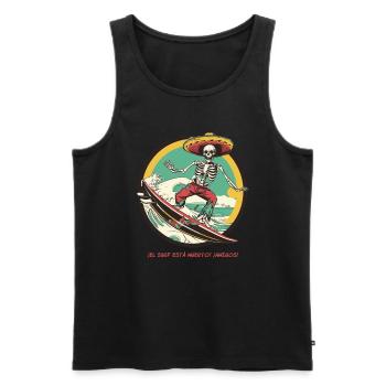 Skeleton hispano-mexicain - « Le surf est mort » - Débardeur bio Premium Homme - noir - Devant - Michal (187cm)