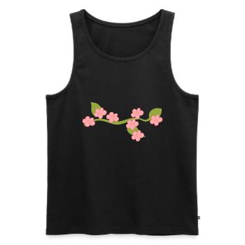 Floral Pink Leaf Leaves Line Nature Branch - Men's Premium Organic Tank Top - black - Front - AI Model Male 178 light (178cm)