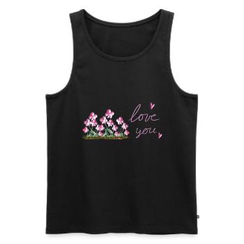 pinke blumen ich liebe dich herz - Männer Premium Bio Tank Top - Schwarz - Vorne - AI Model Male 178 light (178cm)