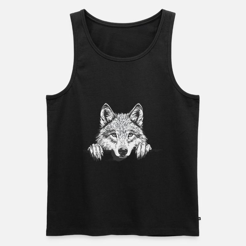 Wolf - Männer Premium Bio Tank Top - Schwarz