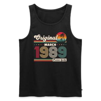 35th Birthday Husband Original March Vintage 1989 - Men's Premium Organic Tank Top - black - Front - AI Model Male 178 light (178cm)