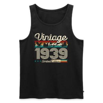 85th Birthday Original Vintage 1939 Vintage 39 - Men's Premium Organic Tank Top - black - Front - AI Model Male 178 light (178cm)